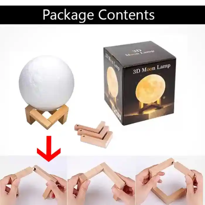 Rechargeable 3D Moon Lamp With Remote 8Cm